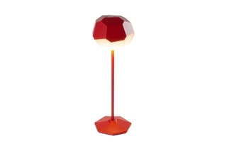 Draadloze Aluminium Touch Tafellamp STONE Rood H33 cm