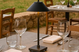 Draadloze Aluminium Tafellamp MARAIS Zwart H284 cm