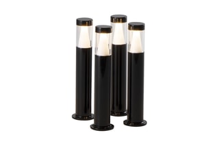 4 Draadloze Minitafellampen STICK Zwart H19cm + Oplaadstation