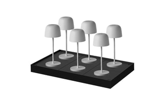 6 Tafellampen SOPHIA Lichtgrijs + Oplaadstation