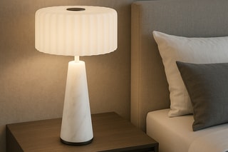 Draadloze Marmeren Tafellamp BLOK Wit H30cm