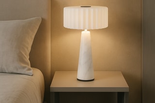 Draadloze Marmeren Tafellamp BLOK Wit H30cm