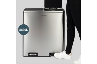 Afvalscheiding Roestvrijstalen Pedaalemmer 2 x 30 l Roestvrij Staal