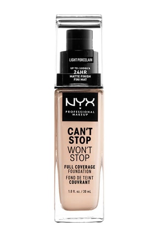 Fond de teint couvrant liquide waterproof vegan fini mat 24 h Can't Stop Won't Stop - N°1.3 Light Porcelain - 30 ml