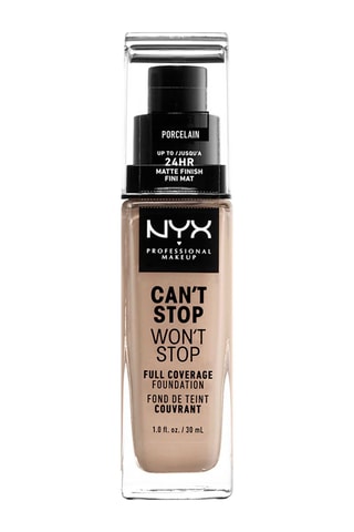 Fond de teint couvrant liquide waterproof vegan fini mat 24 h Can't Stop Won't Stop - N°3 Porcelain - 30 ml