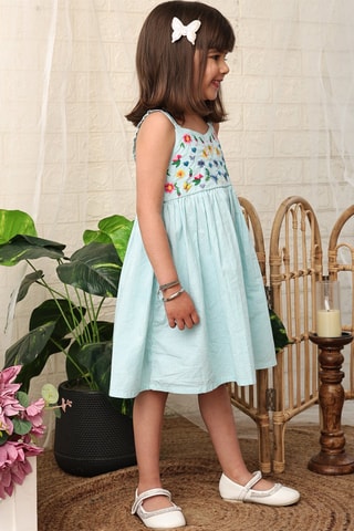 Jurk Turquoise en Wit
