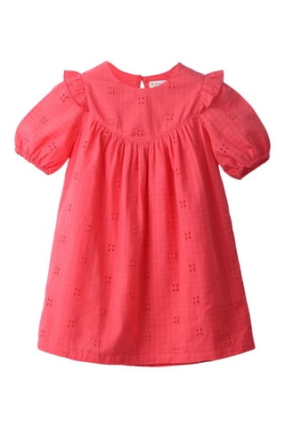 Jurk met Engelse Borduursels Koraalrood
