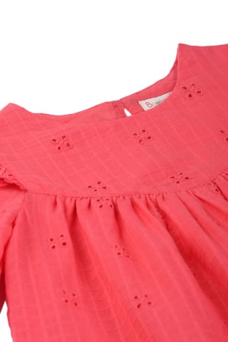 Jurk met Engelse Borduursels Koraalrood