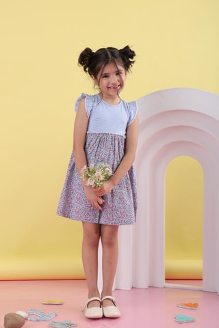 Jurk - Blauw en Roze