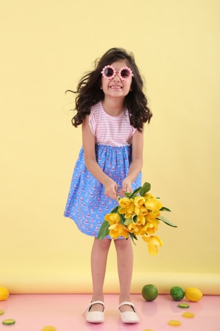 Jurk - Blauw en Roze