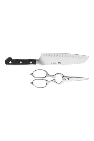 Couteau Santoku et ciseaux multifonctions en acier inoxydable Pro