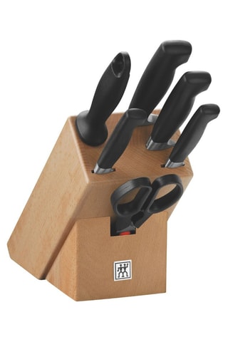Bloc de 7 pièces en hêtre et acier inoxydable Four Star