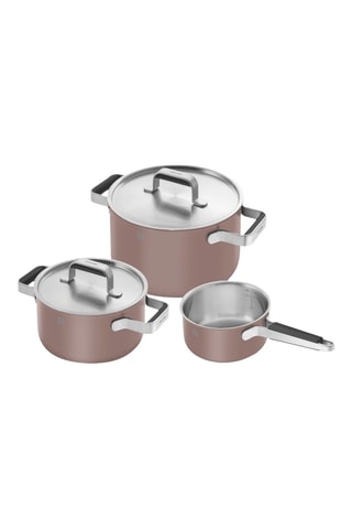 Batterie de cuisine en acier inoxydable et silicone avec revêtement céramique Pure - 5 pièces