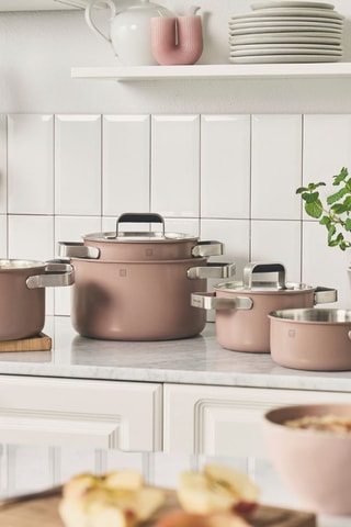 Batterie de cuisine en acier inoxydable et silicone avec revêtement céramique Pure - 5 pièces