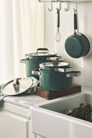 Batterie de cuisine en acier inoxydable et silicone avec revêtement céramique Pure - 5 pièces