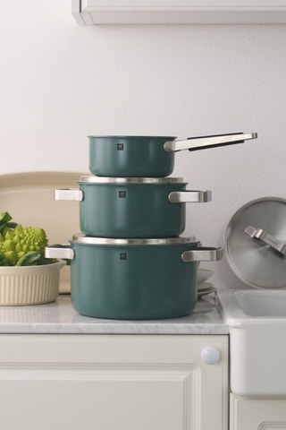 Batterie de cuisine en acier inoxydable et silicone avec revêtement céramique Pure - 5 pièces