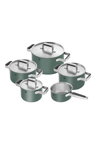 Batterie de cuisine en acier inoxydable, céramique et silicone Pure - 9 pièces