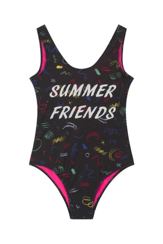 Maillot 1 pièce Kid Cancun Print - Noir