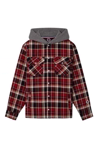 Surchemise à capuche Overshirt - Gris foncé et rouge