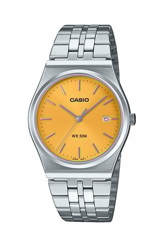 Relógio de quartzo em aço Timeless - Prateado e laranja