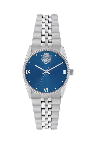 Quartz Horloge van Staal - Zilverkleurig en Marineblauw