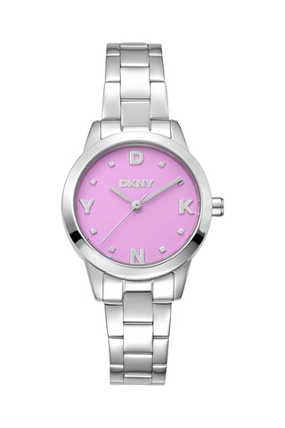 Stalen Quartz Horloge Logo - Zilverkleurig en Roze