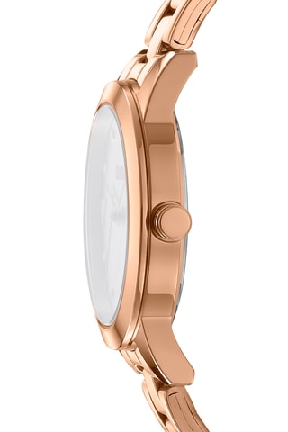 Stalen Quartz Horloge Logo - Roségoudkleurig en Zilverkleurig