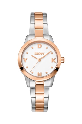 Stalen Quartz Horloge Logo - Zilverkleurig en Roségoudkleurig