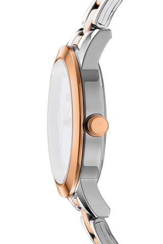 Stalen Quartz Horloge Logo - Zilverkleurig en Roségoudkleurig