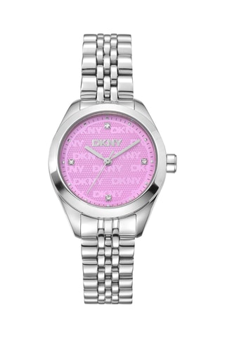 Stalen Quartz Horloge Logo - Zilverkleurig en Roze