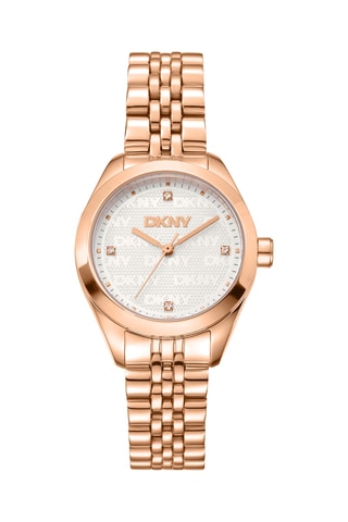 Stalen Quartz Horloge Logo - Roségoudkleurig en wit