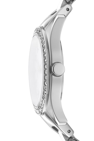 Stalen Quartz Horloge Logo - Zilverkleurig en Wit