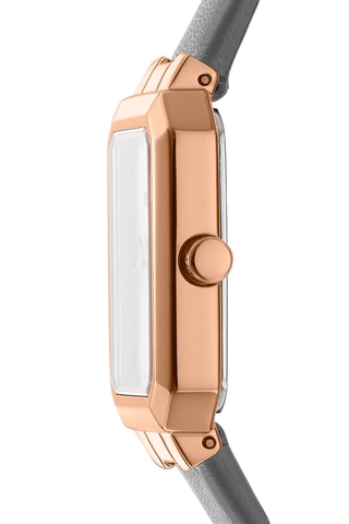 Leren Quartz Horloge Everyday - Grijs en Roségoudkleurig