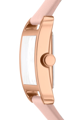 Leren Quartz Horloge Iconic - Roze en Goudkleurig