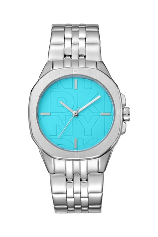 Stalen Quartz Horloge Logo - Zilverkleurig en turquoise