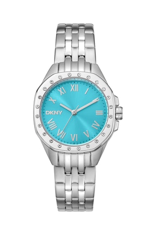 Stalen Quartz Horloge Evening - Zilverkleurig en blauw