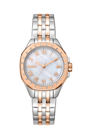 Stalen Quartz Horloge Evening - Zilverkleurig en Roségoudkleurig