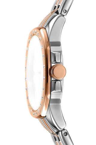 Stalen Quartz Horloge Evening - Zilverkleurig en Roségoudkleurig