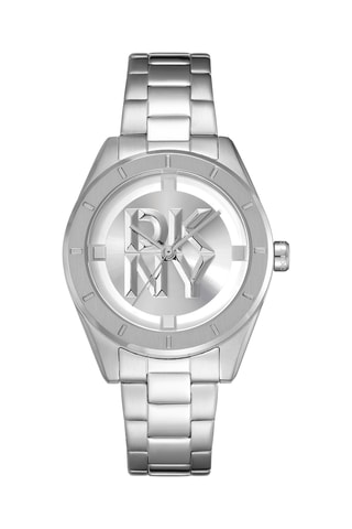 Stalen Quartz Horloge Logo - Zilverkleurig en Wit