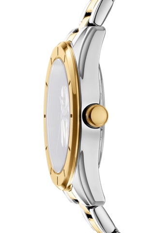 Stalen Quartz Horloge Logo - Zilverkleurig en Goudkleurig