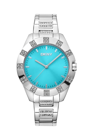 Stalen Quartz Horloge Evening - Zilverkleurig en blauw