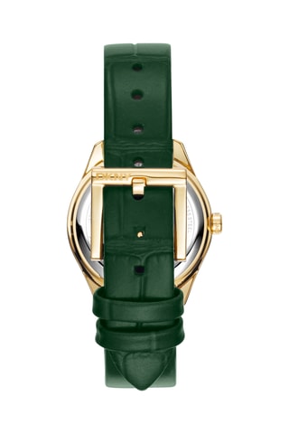 Relógio de quartzo em couro Logo - Verde-escuro e dourado