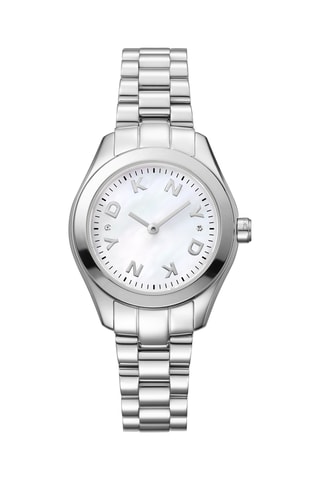 Stalen Quartz Horloge Logo - Zilverkleurig en Wit
