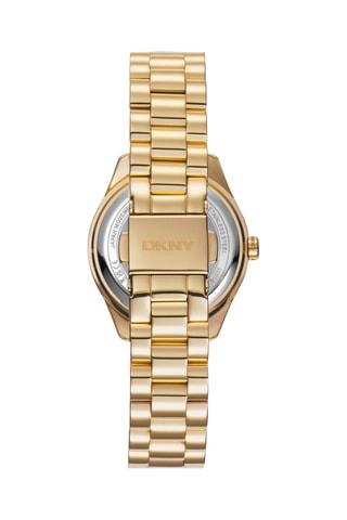 Stalen Quartz Horloge Logo - Goudkleurig en Wit