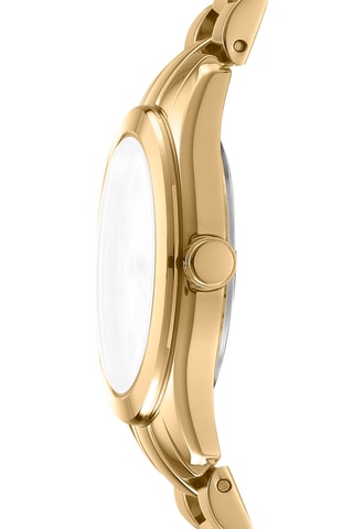 Stalen Quartz Horloge Logo - Goudkleurig en Wit