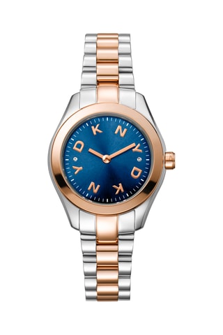 Stalen Quartz Horloge Logo - Roségoudkleurig en Zilverkleurig
