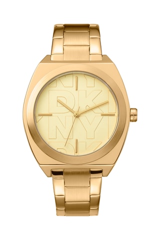Stalen Quartz Horloge Logo - Goudkleurig en Geel