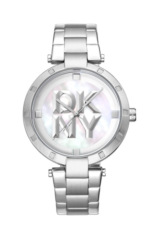 Stalen Quartz Horloge Logo - Zilverkleurig en Wit