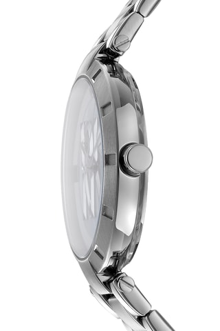 Stalen Quartz Horloge Logo - Zilverkleurig en Wit