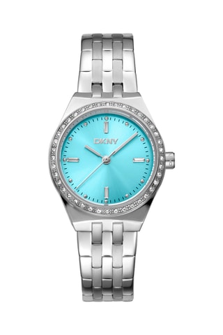 Stalen Quartz Horloge Evening - Zilverkleurig en blauw